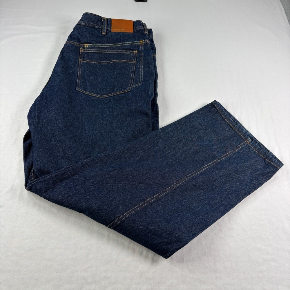 Vintage 90s Sean John Jeans Mens Size 42 Blue Baggy Hip Hop Skater Dark Wash